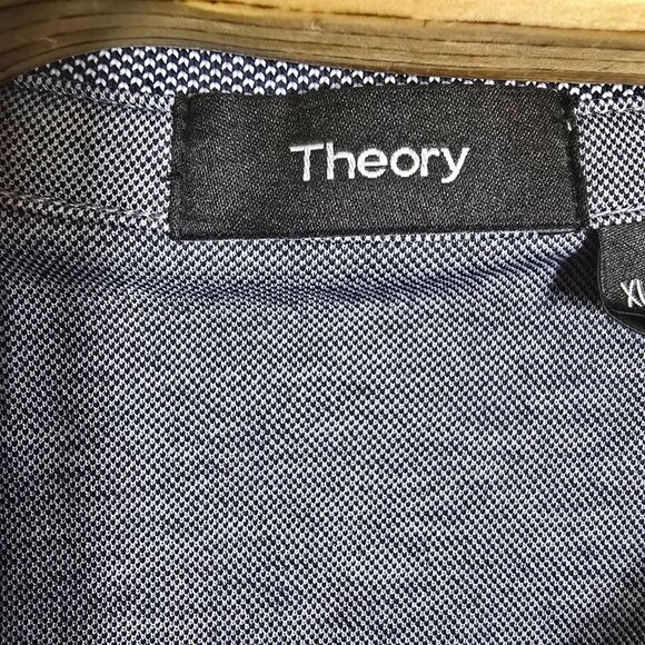 Theory Mens XL Gray Short-Sleeve Polo Shirt With Contrast Collar  Button Closure - Picture 6 of 6